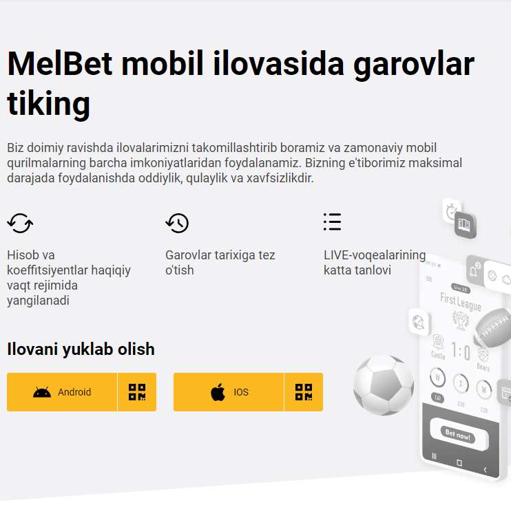 Mobil ilovani bukmekerning veb-saytidan yuklab oling